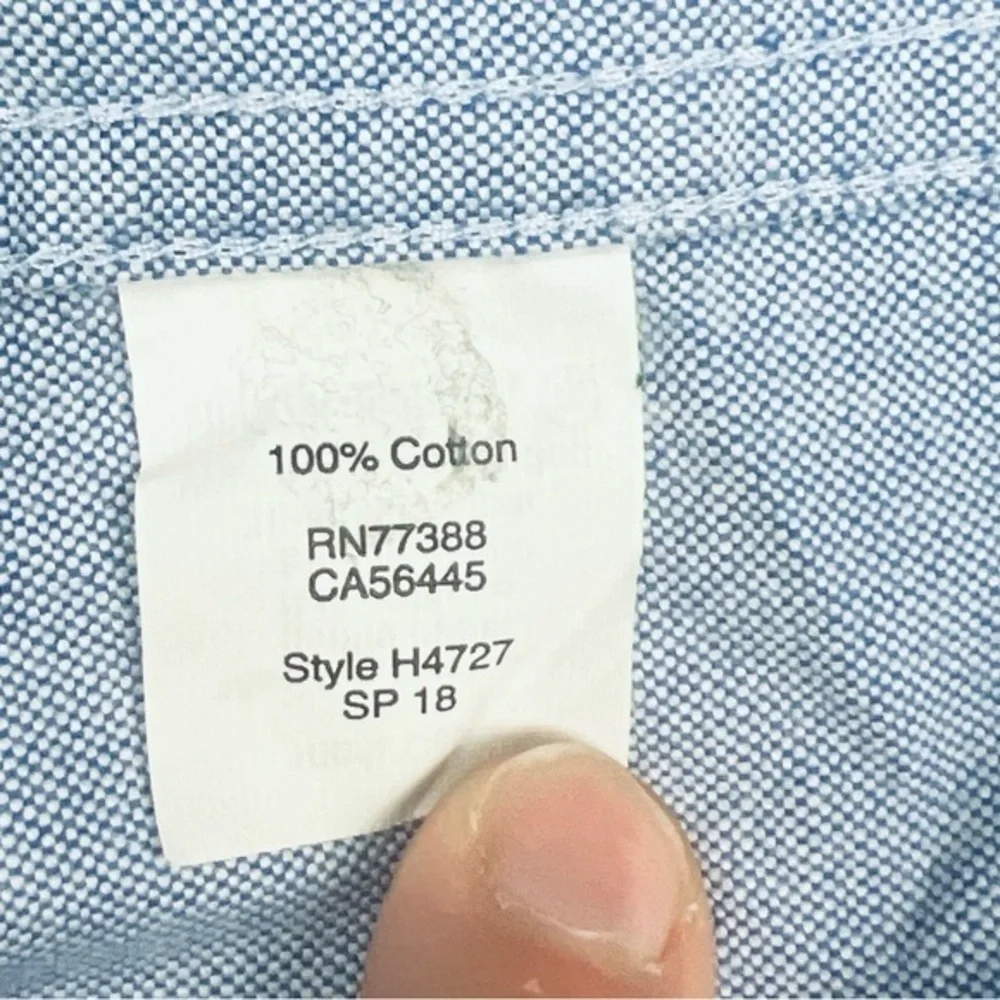 J Crew Dress Shirt Mens XL 17-17.5 Flex Button Up Denim‎ Blue Sailboat Print